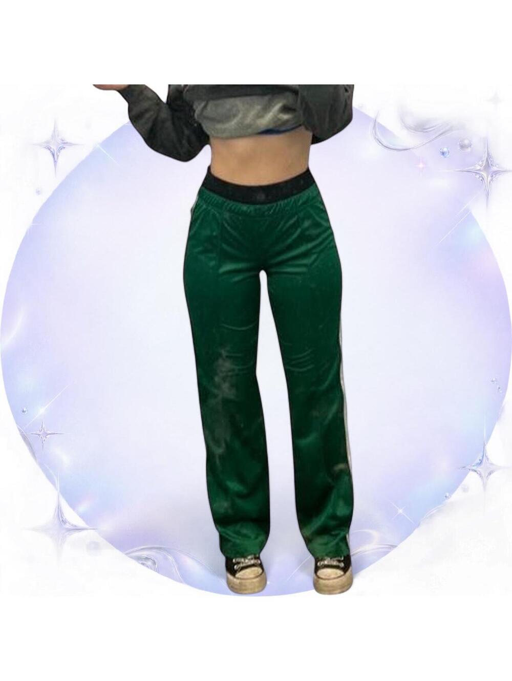 Vintage Big Flirt Green Striped Track Pants Y2K baddie Sporty